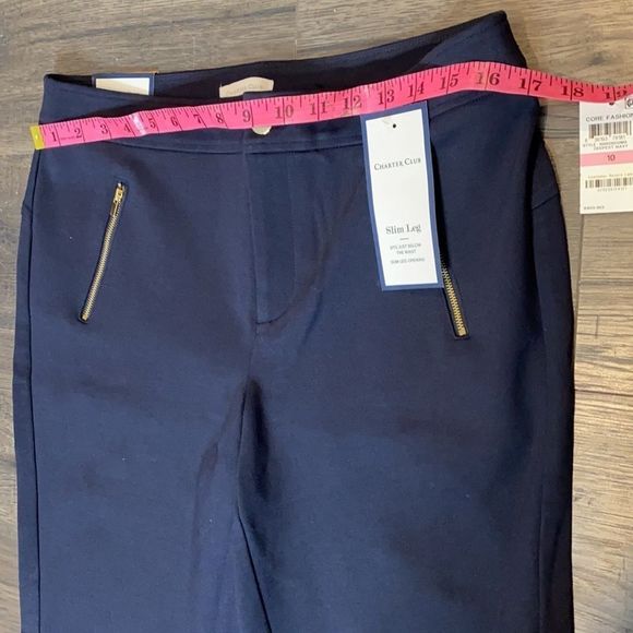 Charter Club Navy High Rise Slim Leg Ankle Dress Pant NWT - Picture 9 of 12